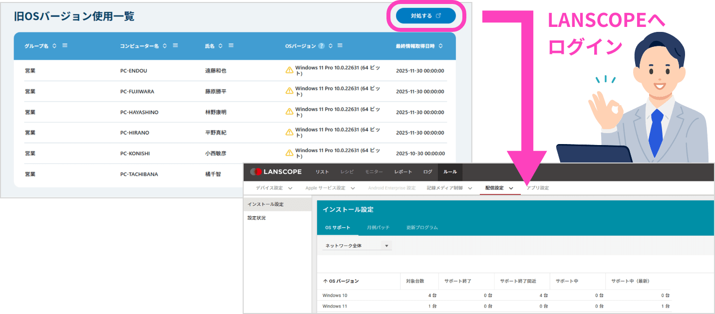 Lanscapeへログイン